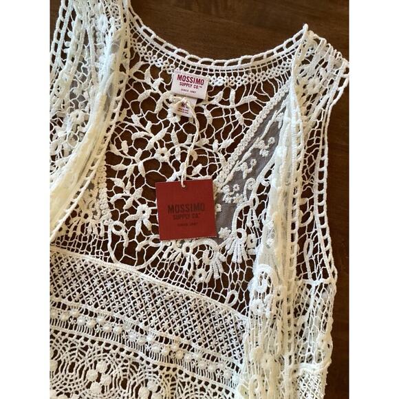 MOSSIMO Bohemian Lace Open Front Vest BOHO CHIC 100% Cotton Ivory Medium - Large - Picture 5 of 14